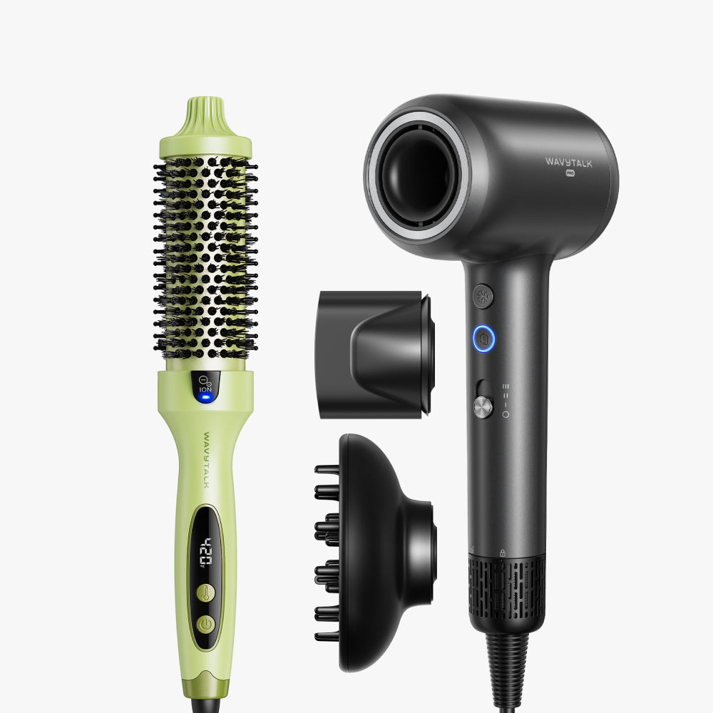 Green Blowout Boost and dark gray Turblow Pro display on a white background
