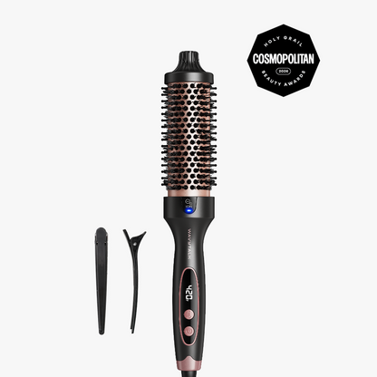 Hair styling tool with attachments on a white background, featuring the Cosmopolitan Beauty Award logo.