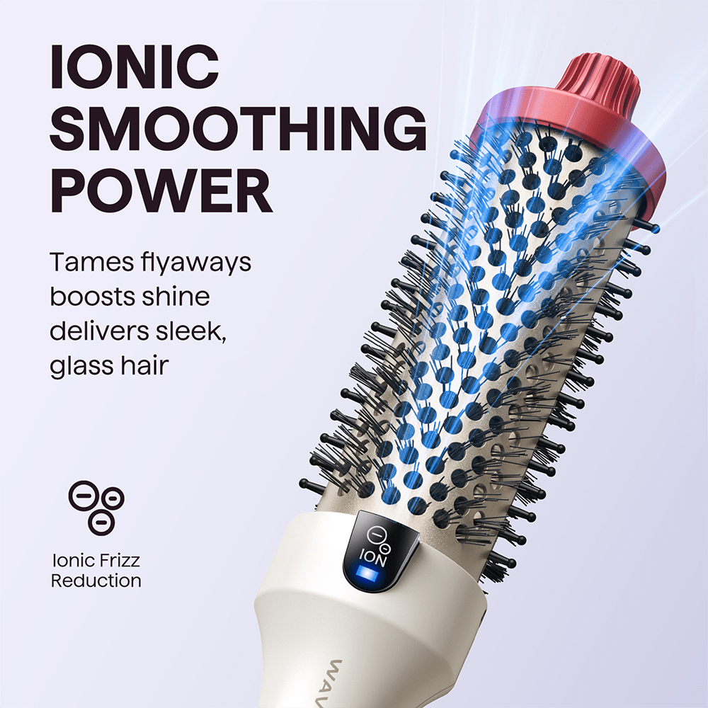 Holiday LE Blowout Boost with blue bristle design on a white background, featuring text about ionic smoothing power.