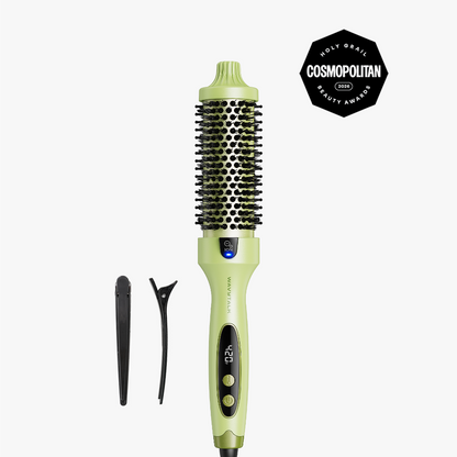 Hair styling tool with attachments on a white background, featuring a Cosmopolitan Beauty Award badge.