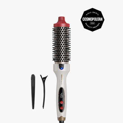 Hair styling tool with attachments on a white background, featuring the Cosmopolitan Beauty Award logo.