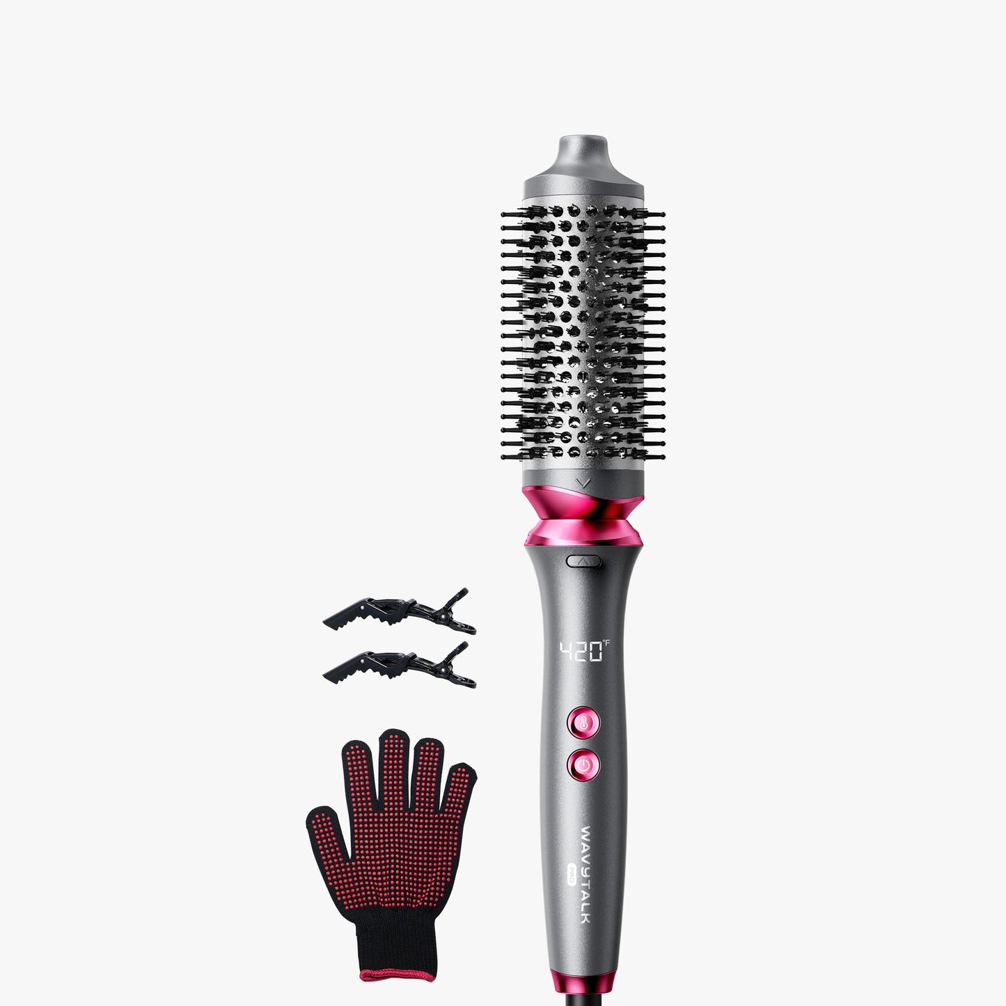 Hair styling tool with attachments on a white background
