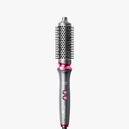 Gray Heatwave Pro hair styling tool with pink and gray design on a white background