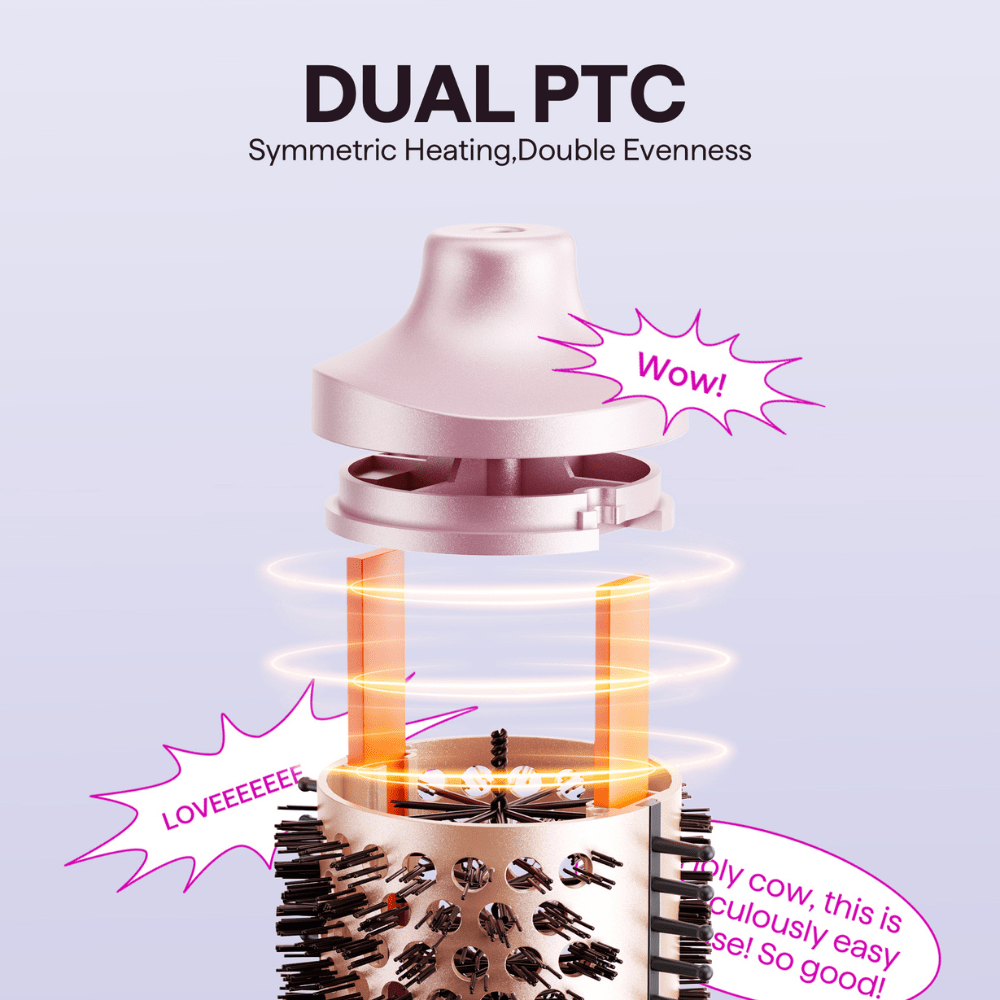 Pink Heatwave Pro with Dual PTC technology on a light purple background