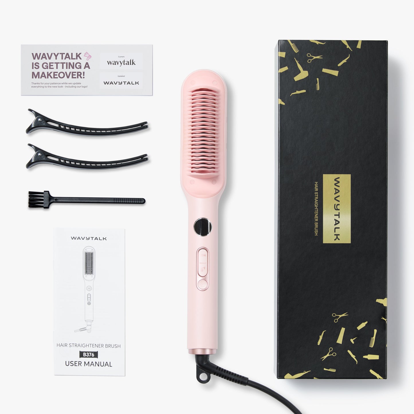 Pink Sleek Sweep with packaging, manual, and accessories on a white background