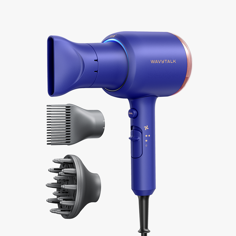 Deep Blue Blown Away with attachments on a white background