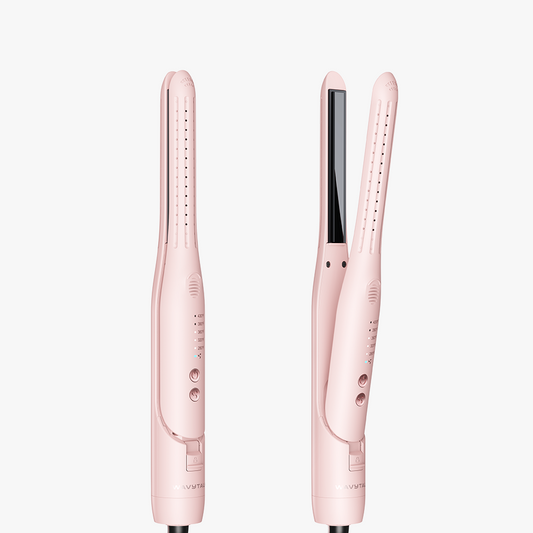 Pink hair straightener on a white background