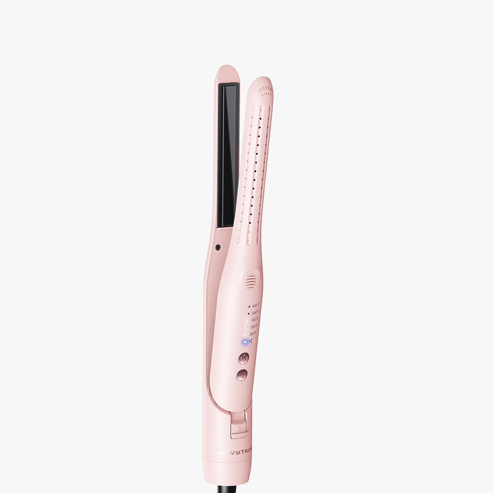 Pink Cool Curl Pencil hair straightener on a white background