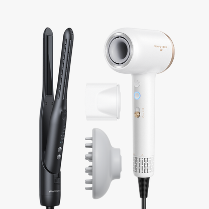 White Turblow Pro and black Cool Curl Pencil with attachments on a white background
