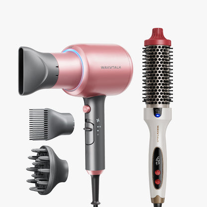 Rose Gold Blown Away and holiday LE Blowout Boost display on a white background