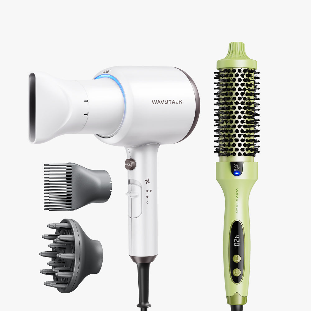 White Blown Away and green Blowout Boost display on a white background
