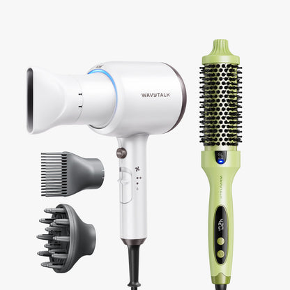 White Blown Away and green Blowout Boost display on a white background