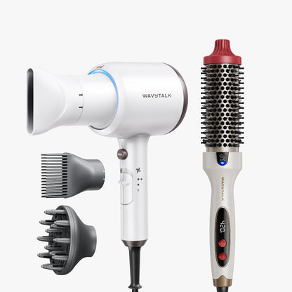 White Blown Away and holiday LE Blowout Boost display on a white background