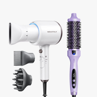 White Blown Away and purple Blowout Boost display on a white background