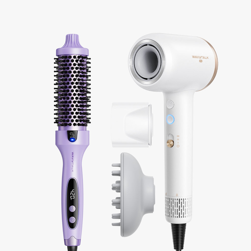 Purple Blowout Boost and white Turblow Pro display on a white background