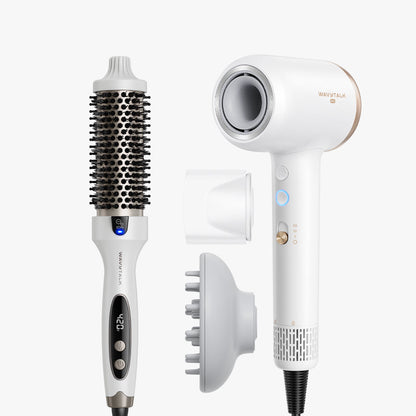 White Blowout Boost and white Turblow Pro display on a white background