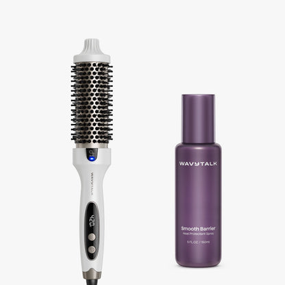 White Blowout Boost and bottle of Smooth Barrier on a white background