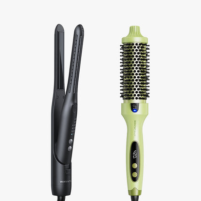 Black Cool Curl Pencil and green Blowout Boost on a white background