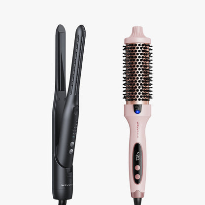 Black Cool Curl Pencil and pink Blowout Boost on a white background