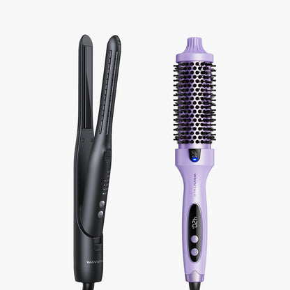 Black Cool Curl Pencil and purple Blowout Boost on a white background