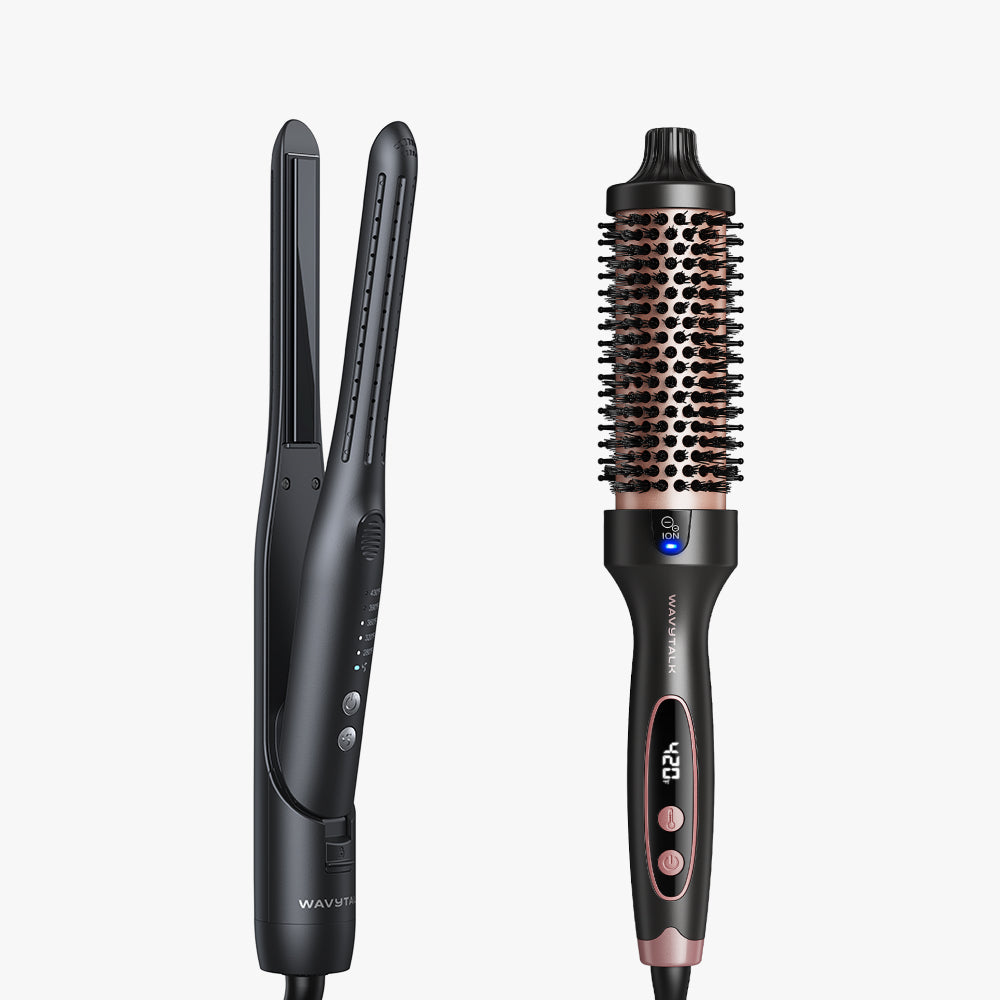 Black Cool Curl Pencil and black Blowout Boost on a white background