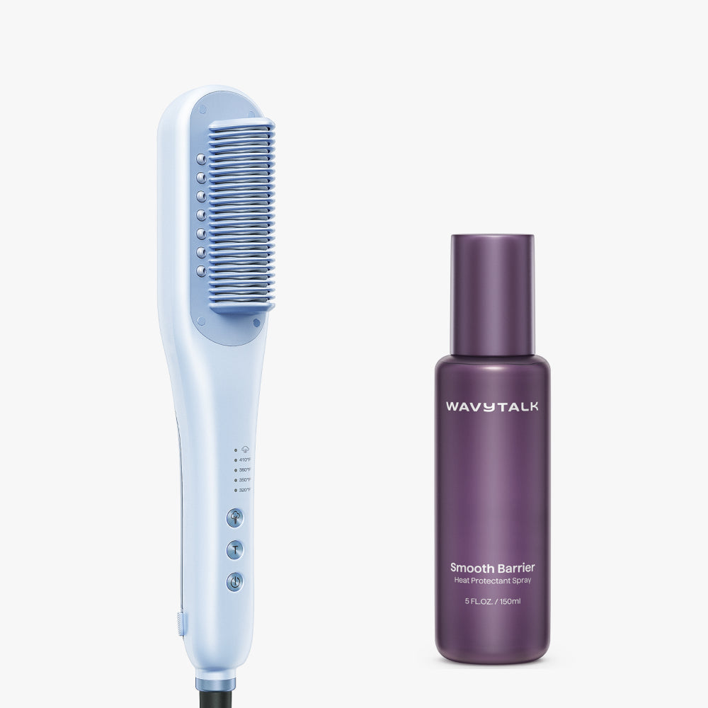 Blue Steamline Pro and bottle of Smooth Barrier on a white background