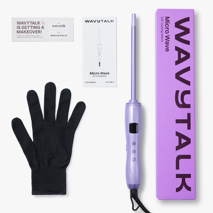 Purple WavyTalk Micro Wave with black glove and packaging on a white background